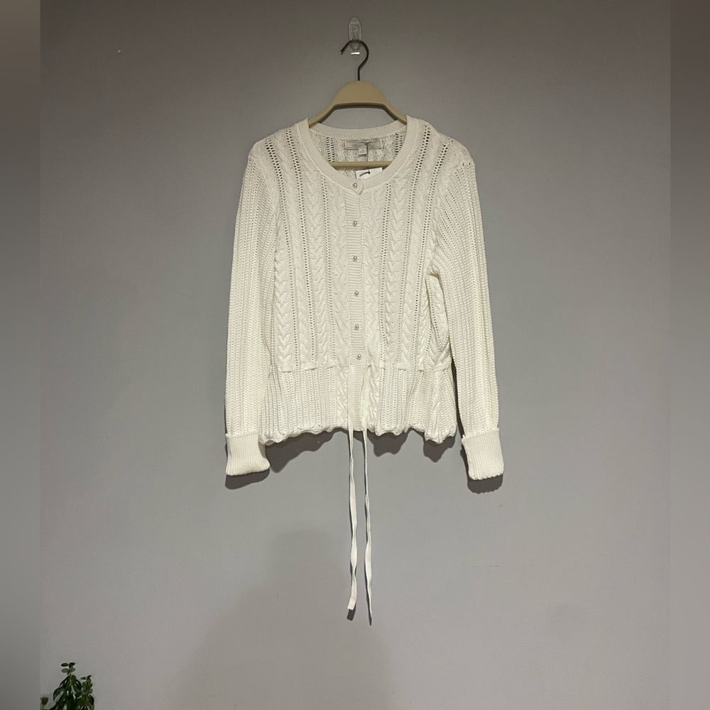 Brooks Brothers - White Cable Knit Cardigan Sweater with Buttons
